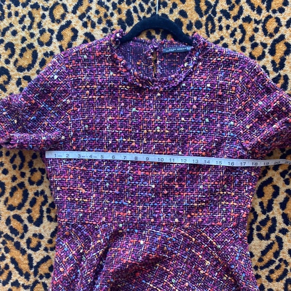 Zara multicolor raw hem tweed keyhole back peplum size M - Picture 12 of 16